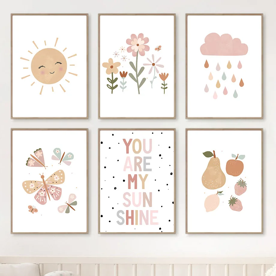 Весеннее облако Радуга Подсолнух бабочка цифры настенная Картина на холсте