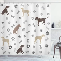 dog lover shower curtain paw print bones and dog silhouettes american foxhound breed playful pattern cloth fabric ba