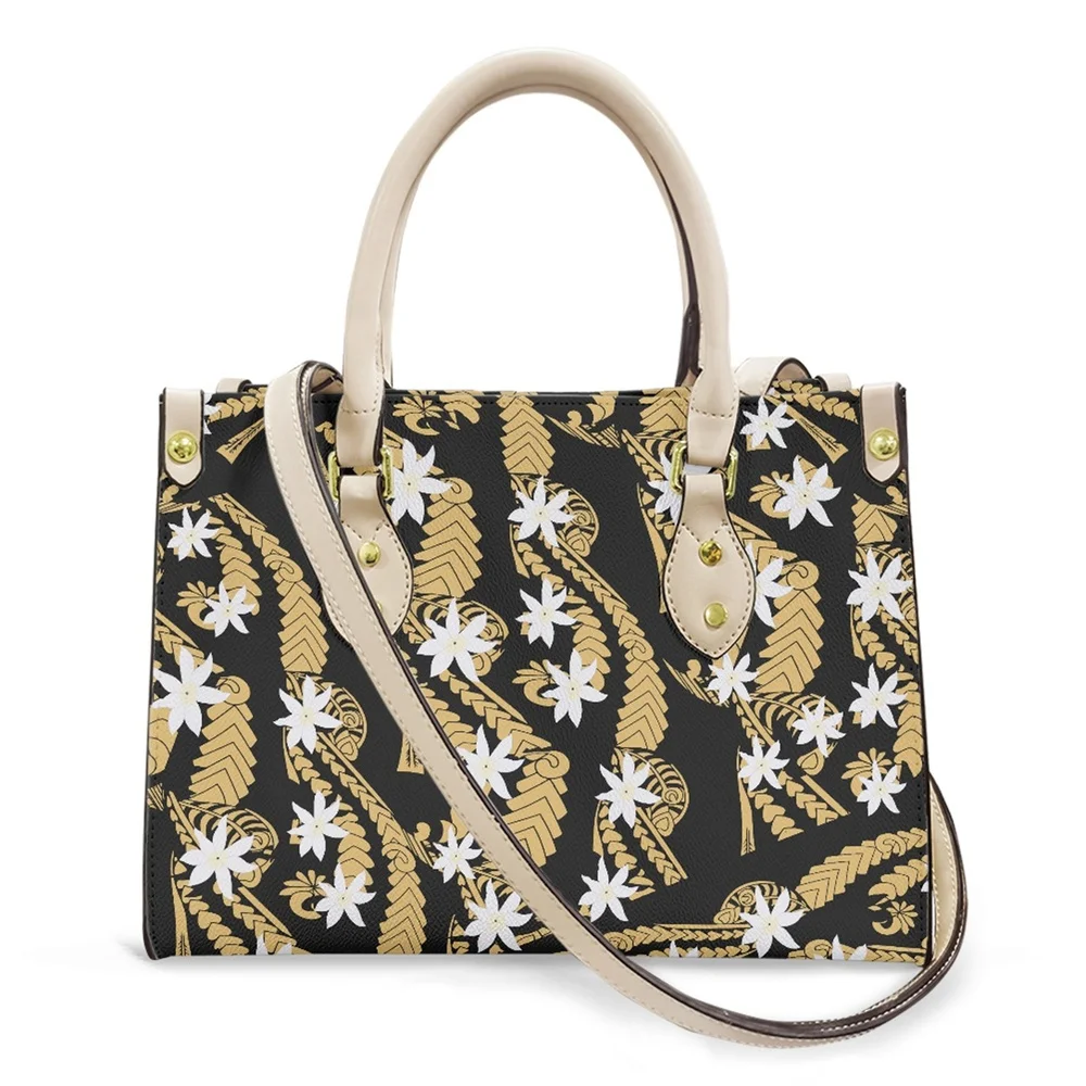 

2023 Trend For Women's PU Business Fashion Luxury Shoulder Straps Totes Handbags Polynesian Tribal Samoan Style Custom Designer
