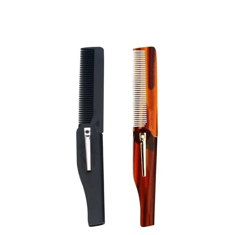 

Newly Three Color Options Designed Foldable Hair Comb Pocket Clip Hair Beard Hair Comb Portable Travel Small Comb