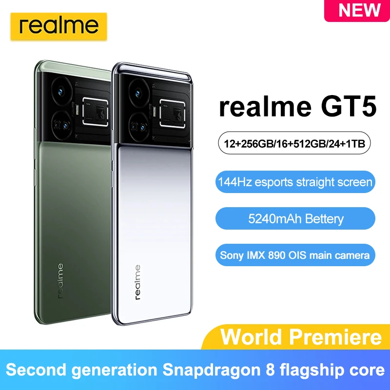 Новинка, смартфон Realme GT5 5G, Snapdragon 8 Gen2, экран 6,74 дюйма 1,5 K, 144 Гц, суперзарядное устройство 150 Вт/240 Вт, телефон с интерфейсом 4,0