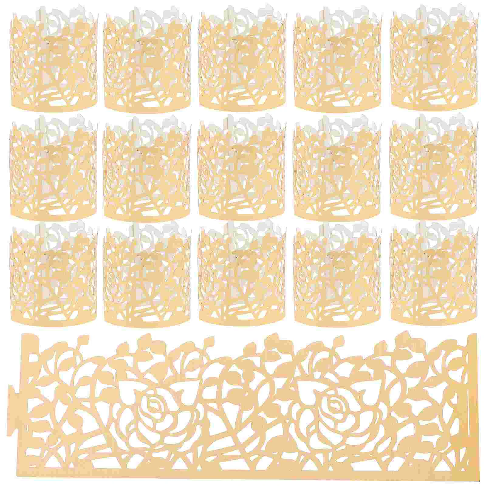 

50pcs Rose Flower Paper Napkin Rings Paper Napkin Holders Tables Napkin Rings Ornament
