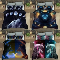 vivid wolf printed bedding set king queen size kids adult animal duvet cover sun and moon night wolf bedding quilt cover set