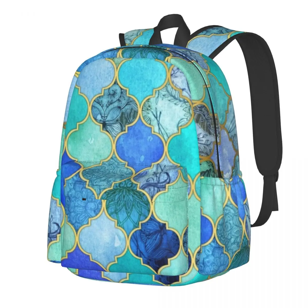 

Ретро рюкзак с геометрическим принтом, плитка с марокканским узором, повседневные рюкзаки для мужчин, Университетский узор, школьные сумки,...