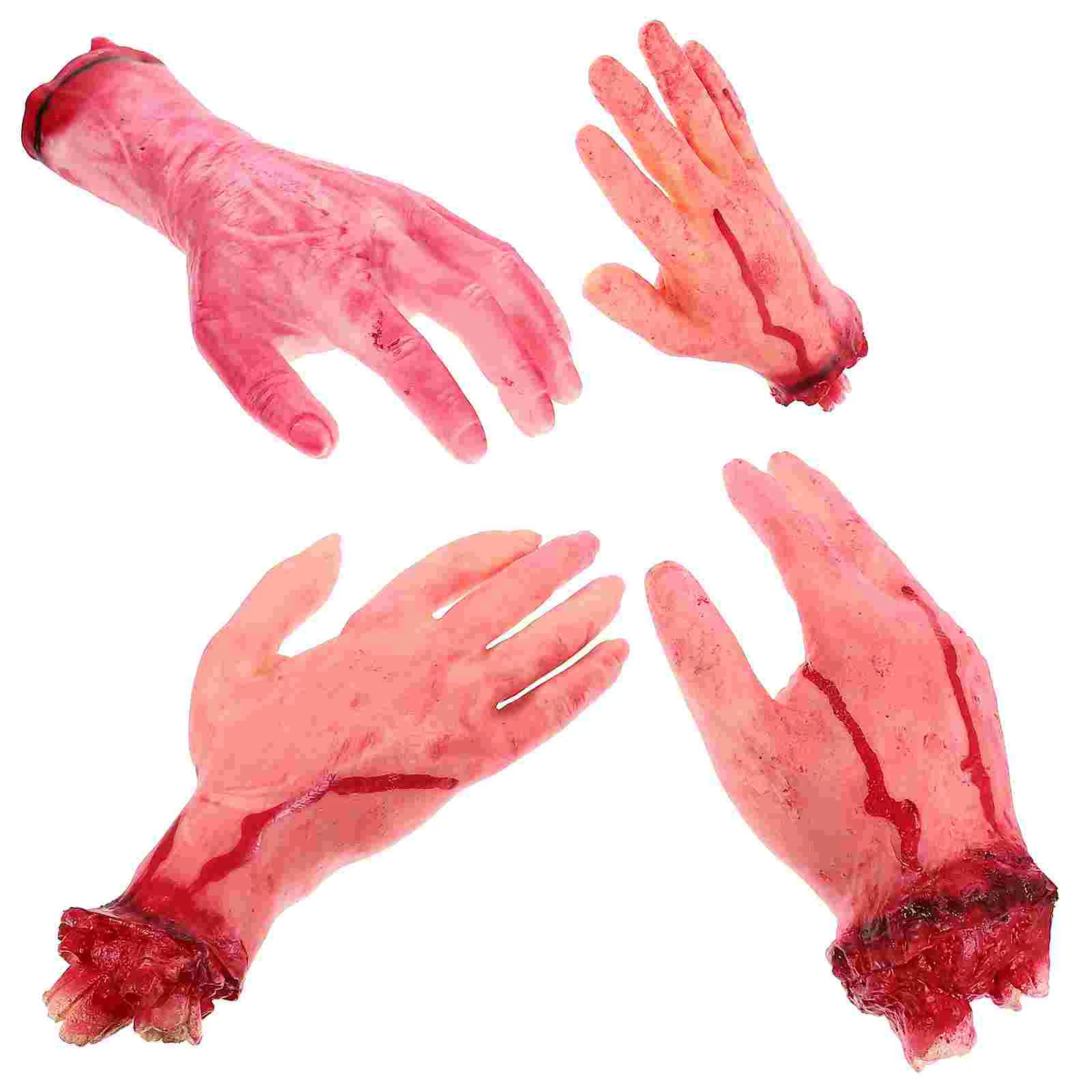 

4pcs Halloween Scary Broken Hand Prank Props Chopped Human Parts Set Terror Props for Haunted House