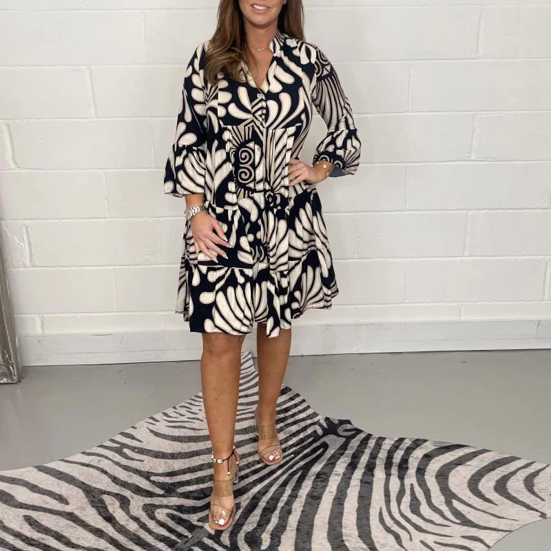 

Женское повседневное свободное платье-трапеция, винтажное пляжное платье-рубашка в стиле Харадзюку с принтом, Модный пуловер с расклешенными рукавами, платье в стиле бохо, 2023