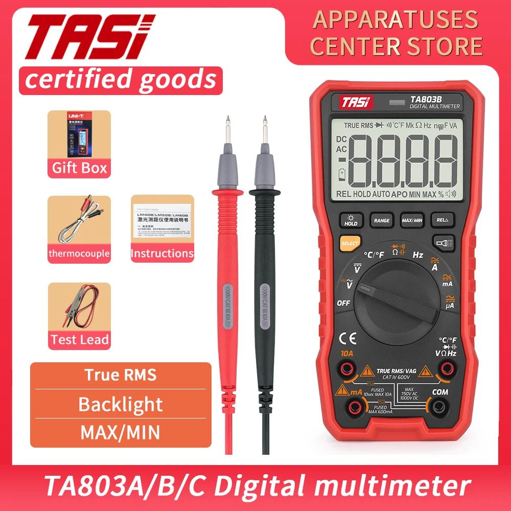 

TASI TA803C A B Digital Multimeter Auto/Manual Range Profesional Ture RMS AC DC NCV High Precise Smart Multimetro Voltag Tester