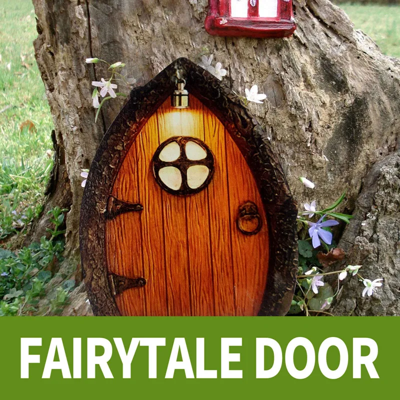 

Miniature Gnome Door Figurines Elf Home For Yard Art Garden Tree Sculpture Statues Decoration Outdoor Decor Fairy Garden Door