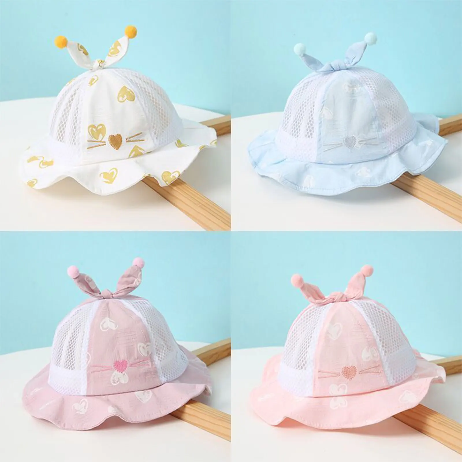 

Newborn Baby Summer Bucket Hat Soft Breathable Sun Protection Hats Infant Wide Brim Fisherman Hat for Infants Sun Hats Caps