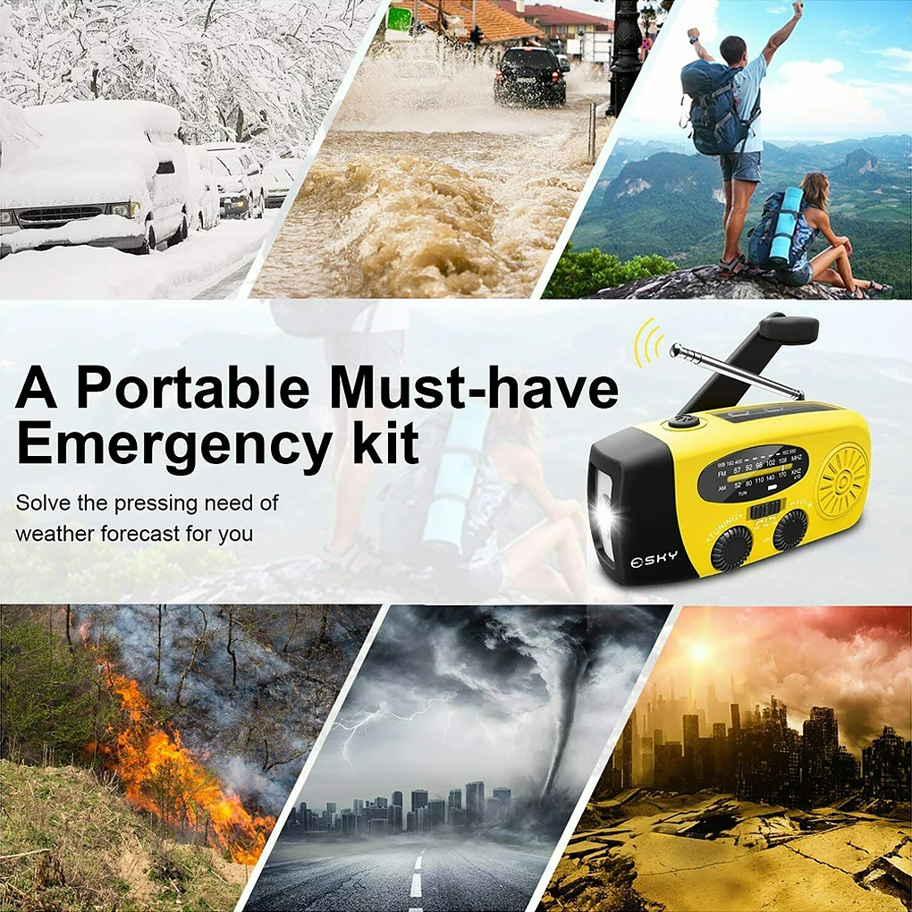 hand crank solar radio am wb portable backpacking outdoor emergency tool led flashlight multifunctional mobile phone charger free global shipping