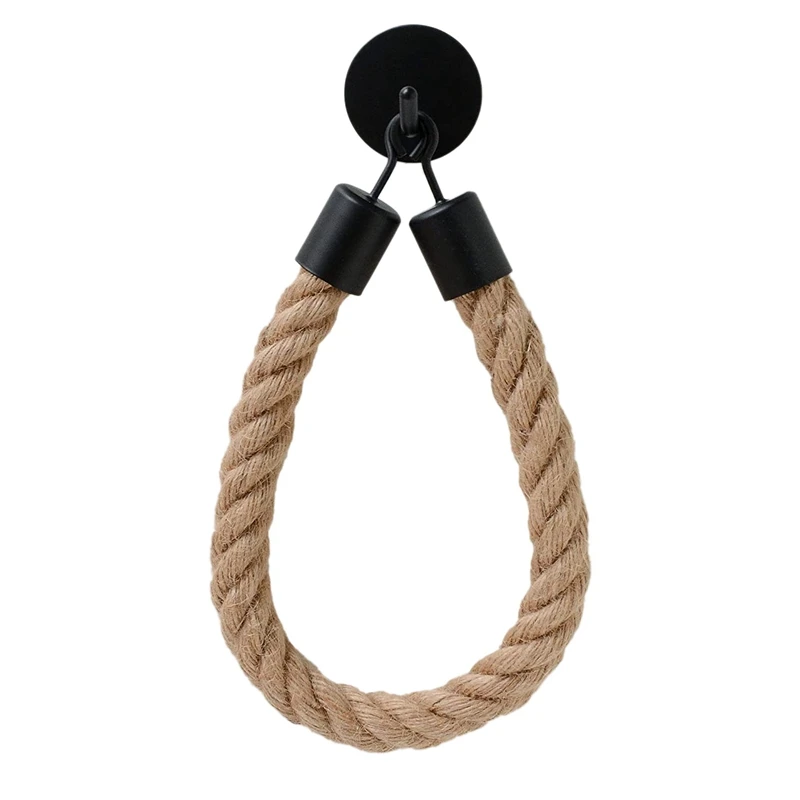 

1PC Black Hemp Toilet Roll Holder Vintage Towel Hanging Rope Toilet Paper Holder Home Hotel Bathroom Decoration Supplies