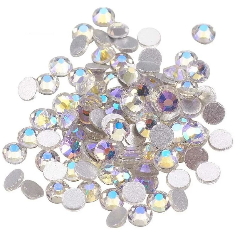 

About 1440pcs/bag Crystal AB Glass Flat Back RhinestoneHalf Round Grade A Back Plated Faceted Gems Stones3.8-4mm