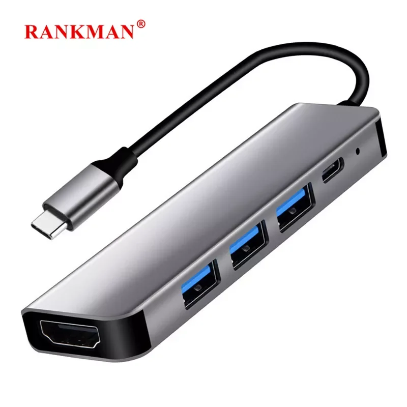 

NEW2023 Rankman Type C to USB-C 3.0 2.0 4K HDMI-compatible Adapter Hub Dock for MacBook Samsung S20 Dex Xiaomi 10 PS5 OPPO Find
