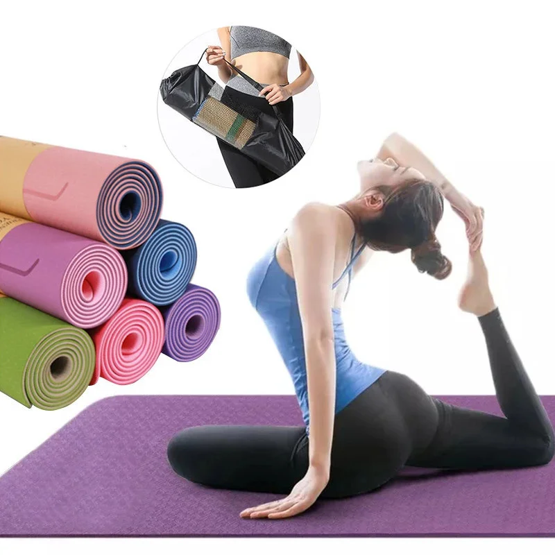 

No-slip Yoga Mat 6mm TPE Sport Yoga Mat For Fitness Pilates Gymnastics Colchonete Pad 183*61*0.6cm With Yoga Bag Strap