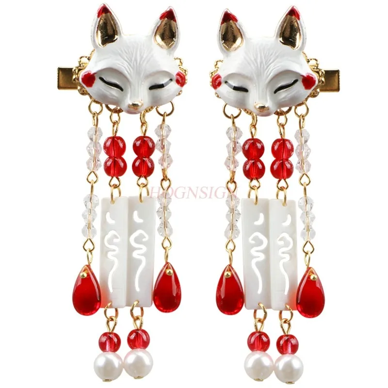 

Головные уборы Hanfu 2 шт., Классическая заколка для волос в стиле Хань, зажим для волос с милыми маленькими кисточками из лисы, для детей и взрослых