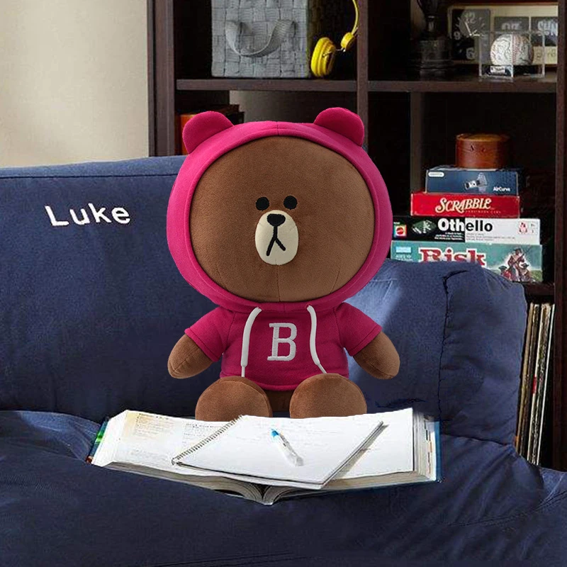 

Kawaii Anime Plush Toy Line Friends Brown Bear Cartoon Pillow Stuffed Cute Plushie Doll Home Decor Kid Birthday Christmas Gift
