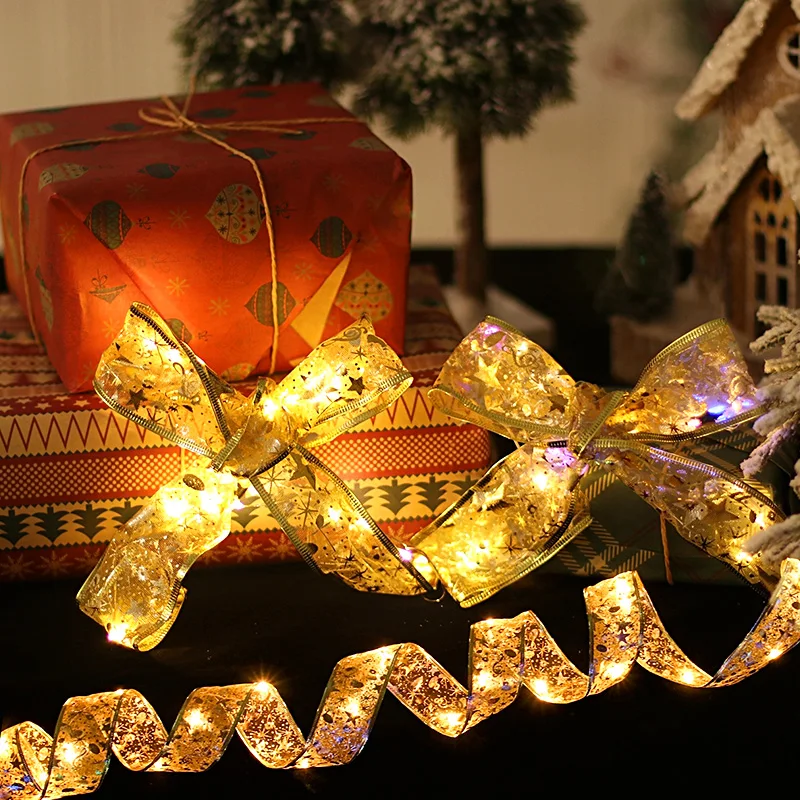 

Creative Christmas Light String Ribbon Xmas Tree Ornament Home Wedding Party Decoration Light Garland Lights Fairy
