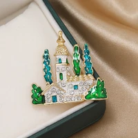 dmari women brooch unisex enamel fairy tale castle church lapel pin children school badge jewelry2022