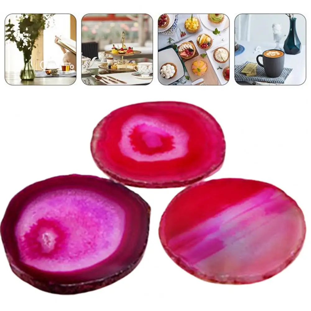 Coaster Polished Dyed Compact Stone Natural Agate Sliced Desktop Decor images - 6