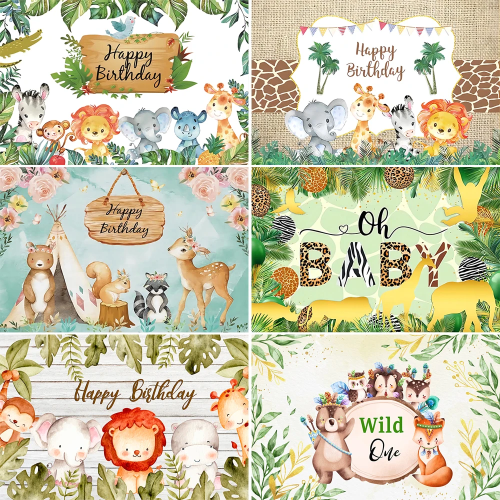 

Jungle Safari Forest Animals Customized Backgrounds Baby Shower 1st Birthday Party Poster Photozone Photo Photography Backdrops