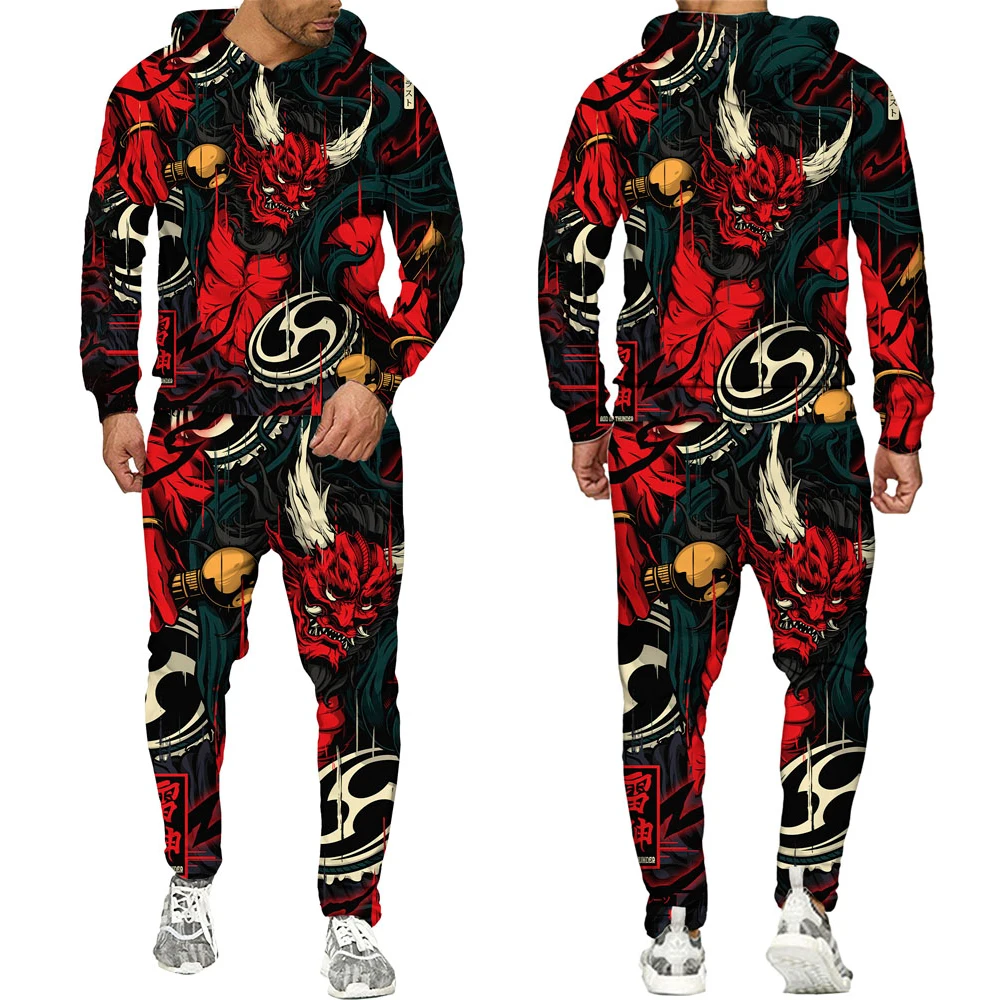 

Мужской спортивный костюм с 3D-принтом «Восточный Дракон и Бог»