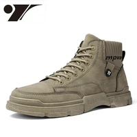 popular autumn winter new high top boots mens outdoor casual boots mid top retro fashion non slip durable mens shoes