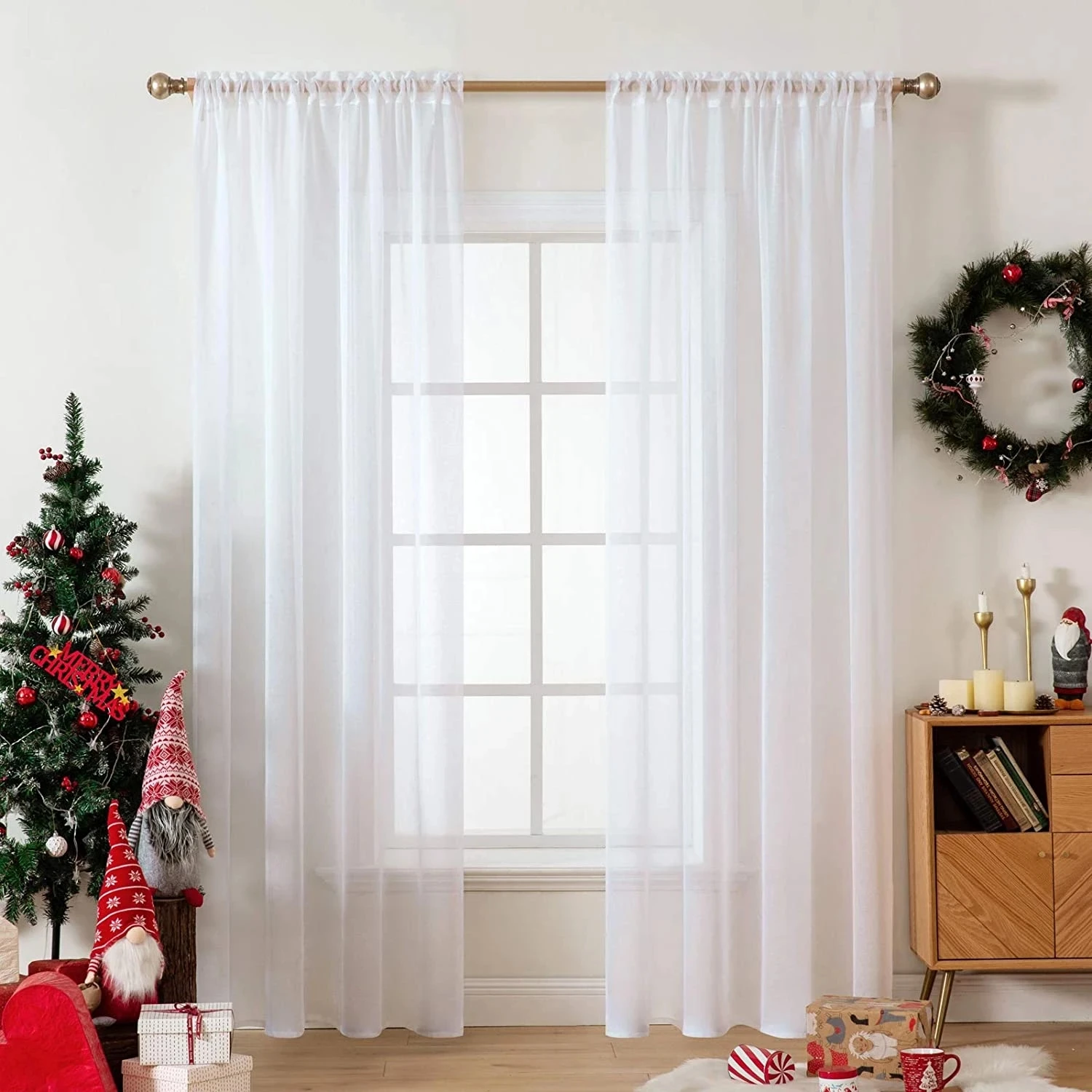 BILEEHOME Sheer Tulle Window Curtain for Living Room the Bedroom Modern ...