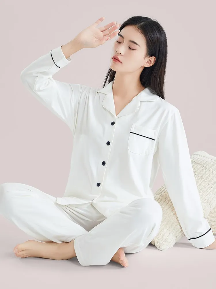 Spring Cotton Pajamas for Women PJ Full Sleeves Pijamas Button-Down Nightwear Winter Sleepwear Women Green Cotton Pyjamas