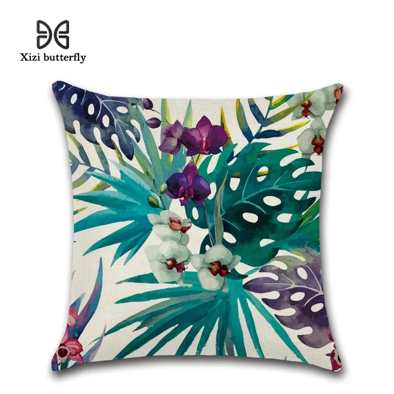 

Льняные чехлы для подушек Monstera Toucan 45*45 см