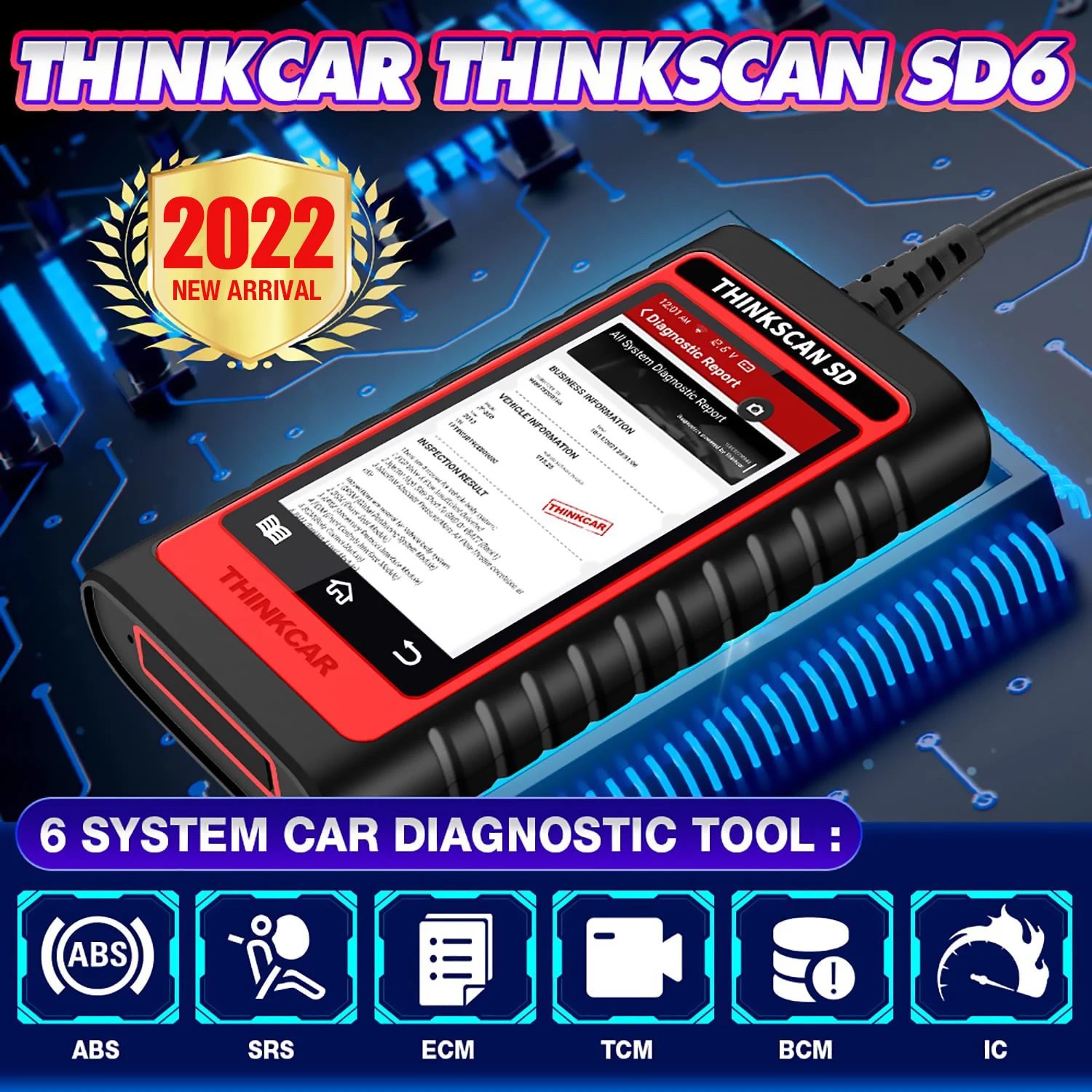 THINKCAR ThinkScan SD6 ABS SRS ECM TCM BCM IC OBD2 сканер с 28 сбросами (5 бесплатных дополнительных) IMMO