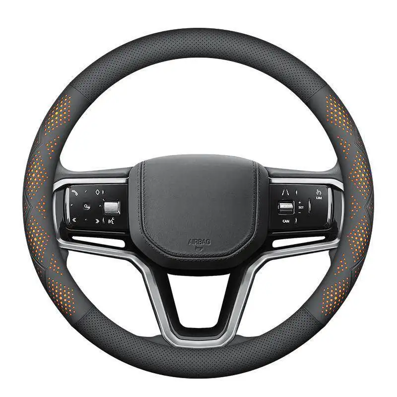 Фото Кожаный чехол на руль автомобиля для Toyota CHR, RAV4, Corolla, Highlander, Prius, Yaris, Prius, RAIZE, RUSE, Auris, Camry – Аксессуары №1