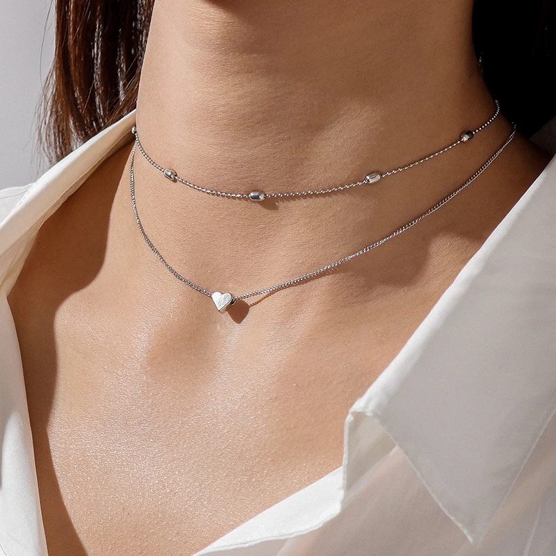 

Bohemian Multilayer Geometric Love Heart Pendant Necklaces for Women Exquisite Choker Luck Bead Neck Chain Lovers Jewelry Gift