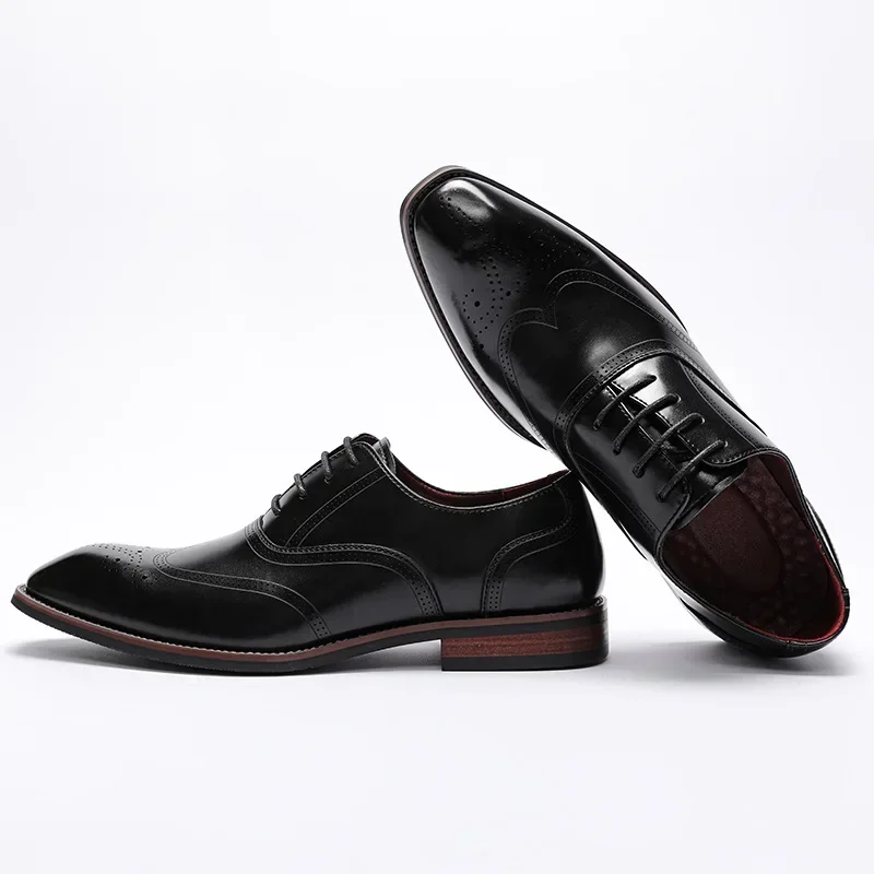 Мужские туфли-броги на деревянном каблуке дизайнерские мужские модельные туфли