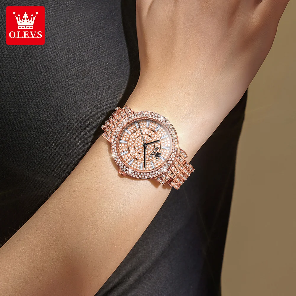 Женские кварцевые часы с браслетом из нержавеющей стали под розовое золото