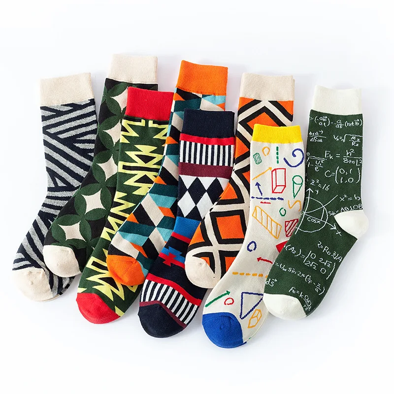 5 Pairs Casual Fashion Cotton Socks Funny Women&Men Fruit Food Men Happy Hip Hop Novelty Skateboard Crazy Long Socks Calcetines
