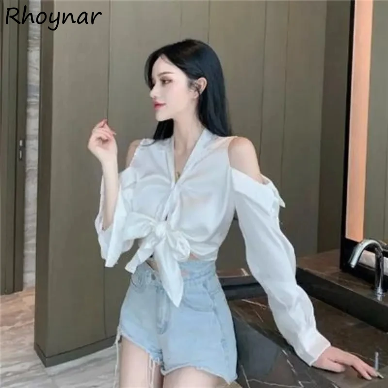 Рубашки с открытыми плечами женские бандажные рубашки сексуальные тонкие в