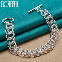 doteffil 925 sterling silver round circle chain ot buckle bracelet for women wedding engagement party charm jewelry
