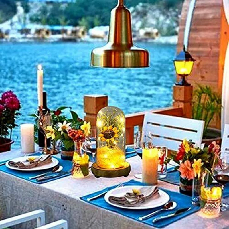 Очаровательный подсолнух цветок лампа Искусственный Подсолнух в стеклянном