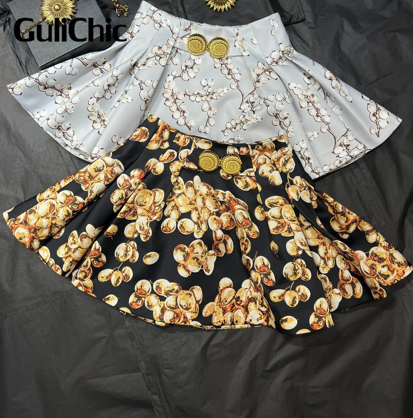 11 1 GuliChic женская элегантная темпераментная юбка с высокой талией ацетатный шелк