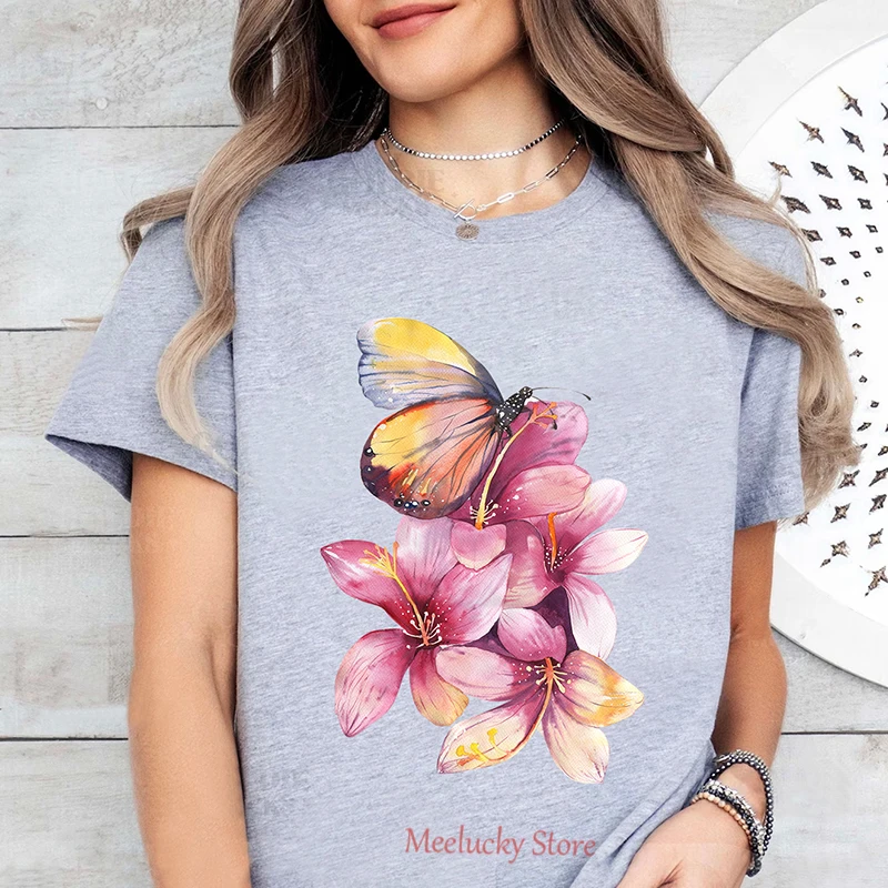Женский свободный летний топ с рисунком цветка лилии Повседневная и