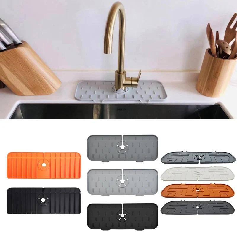 

Силиконовый коврик для смесителя, многоразовый абсорбирующий коврик для слива раковины, с защитой от брызг, для кухни и ванной комнаты