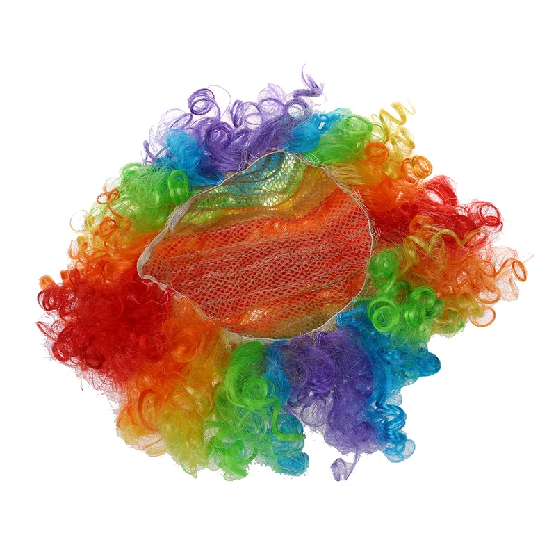 Red Foam Clown Nose + Multi-Colored Wig For Masquerade Cosplay Fancy Dress. | Gags