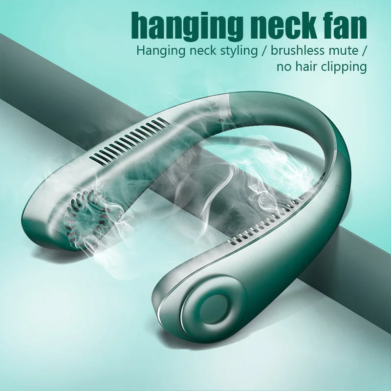 

2022 New Spot Wholesale Leafless Hanging Neck Fan Mini USB Sports Outdoor Hanging Neck Mother's Day Gift