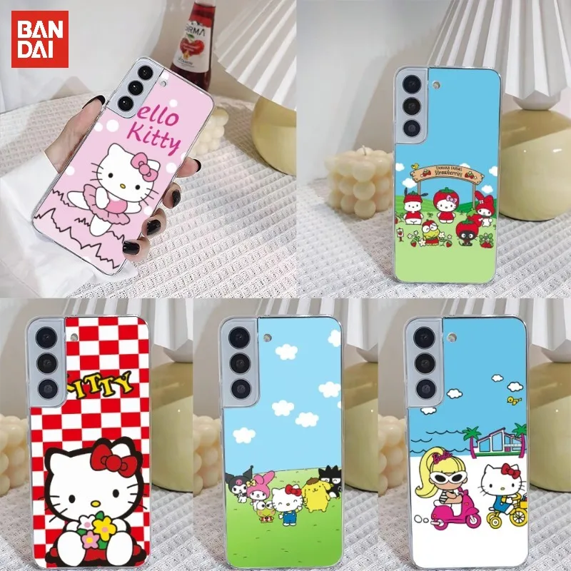 

Funy Hello Kitty Phone Case Transparent For Samsung S30 S20 S22 S10E S10 20Fe Note 20 10 Pro Plus Ultra A12 A42 A71 A91 M32