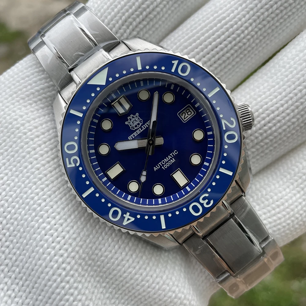 

Слитный циферблат STEELDIVE SD1968 с синим циферблатом, 300 м, автоматические часы для дайвинга с керамической рамкой