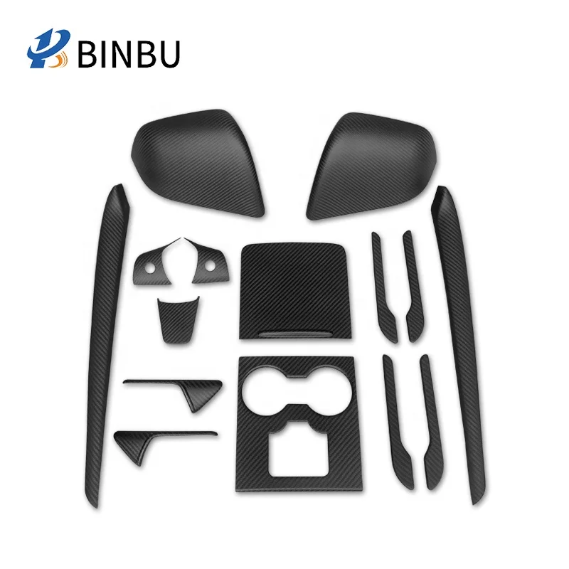 

dry carbon fiber for Teslas model 3 model Y interior package matte Rear view mirror cover camera door trim strip door handle KIT
