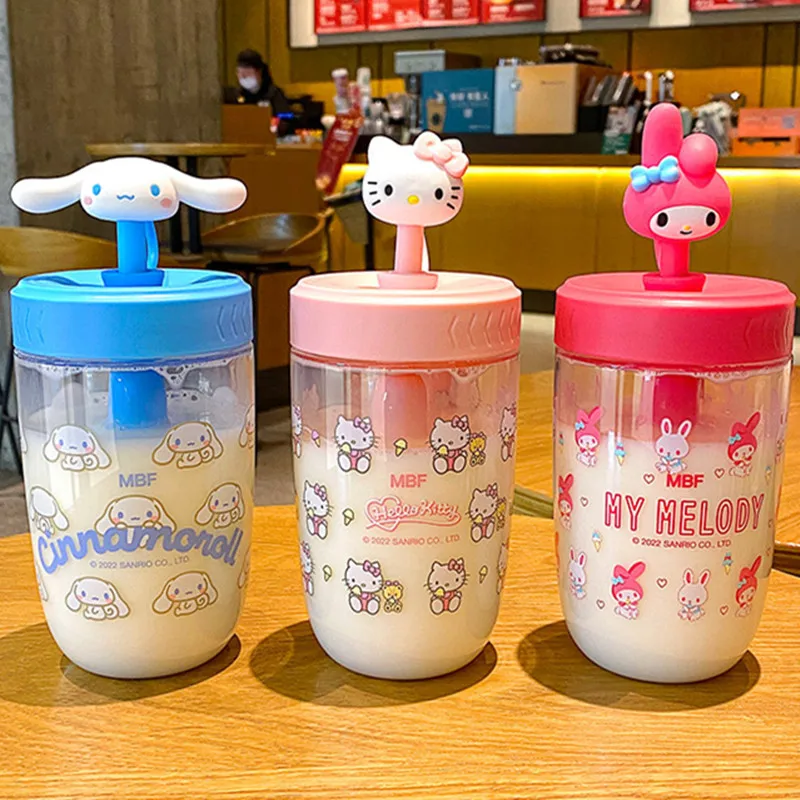 

Кавайная Sanrioed аниме мультяшная серия Kuromi Cinnamoroll mymelody Милая Модная креативная пластиковая соломенная чашка Мешалка Стакан для воды