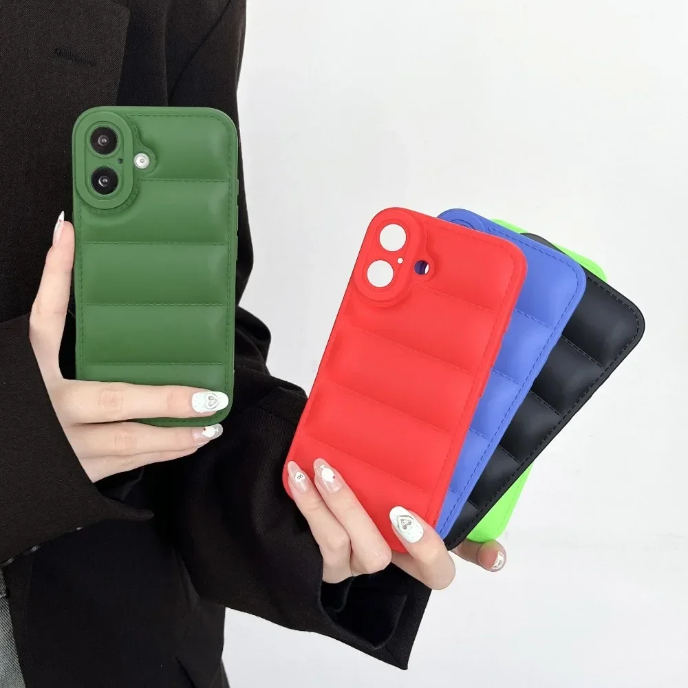 Чехол для телефона в стиле пуховой куртки iPhone 16 Pro Max 15 14 Plus 13 12 11 Мягкий корпус из