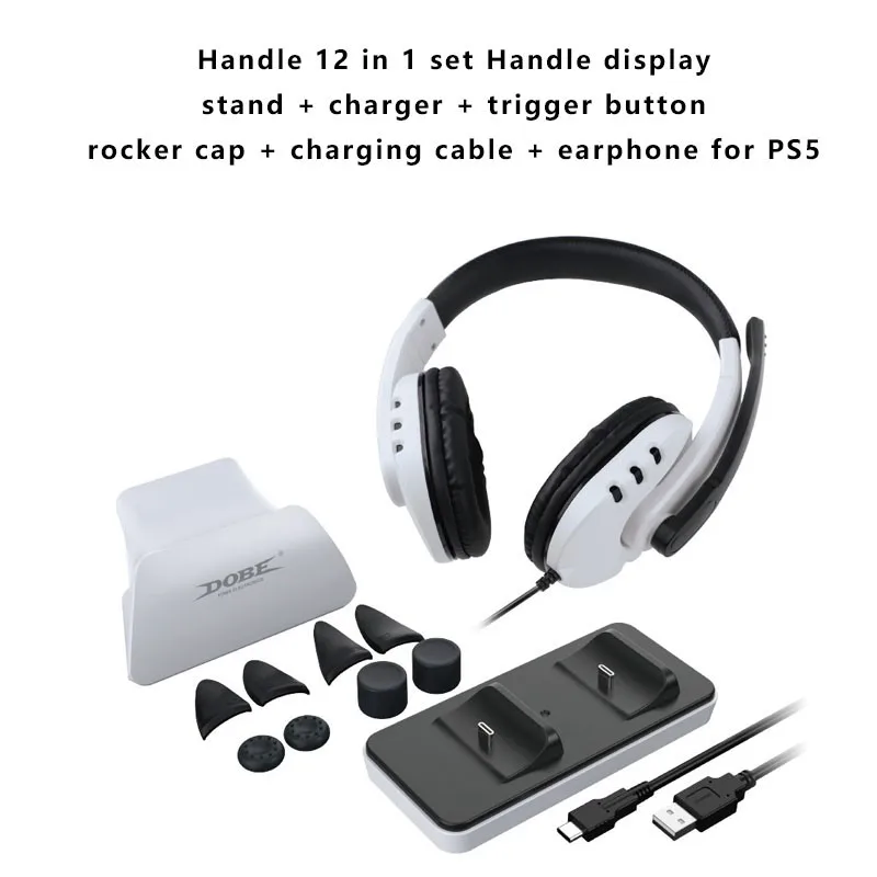 

Ipega 12-In-1 Game Controller Display Bracket Handle Charger Trigger Button Rocker Cap Earphone Game Entertainment Accessories