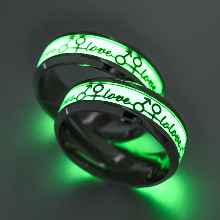 

8mm Luminous Male female symbols forever love wedding rings for women 316L Stainless Steel men jewelry wholesale dropshipping